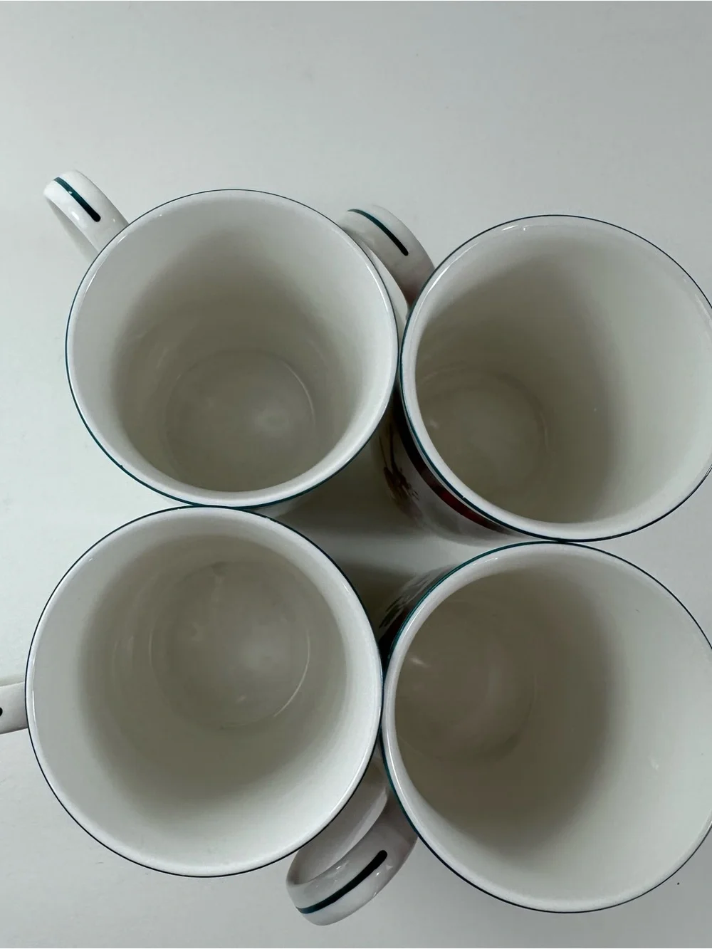 Festive Plaid Ribbon White Ceramic Mug - Set of 4